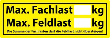 Regalaufkleber Max. Fachlast/Feldlast DIN EN 15635